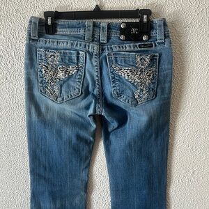 Miss Me Denim Boot Cut Jeans with Silver Embroidery